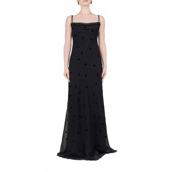 NEW ANNA OCTOBER women's coletta sheer polka dot maxi dress in black - Picture 1 of 5